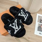 L-V FLUFFY BLCK SLIPPER - Image 4