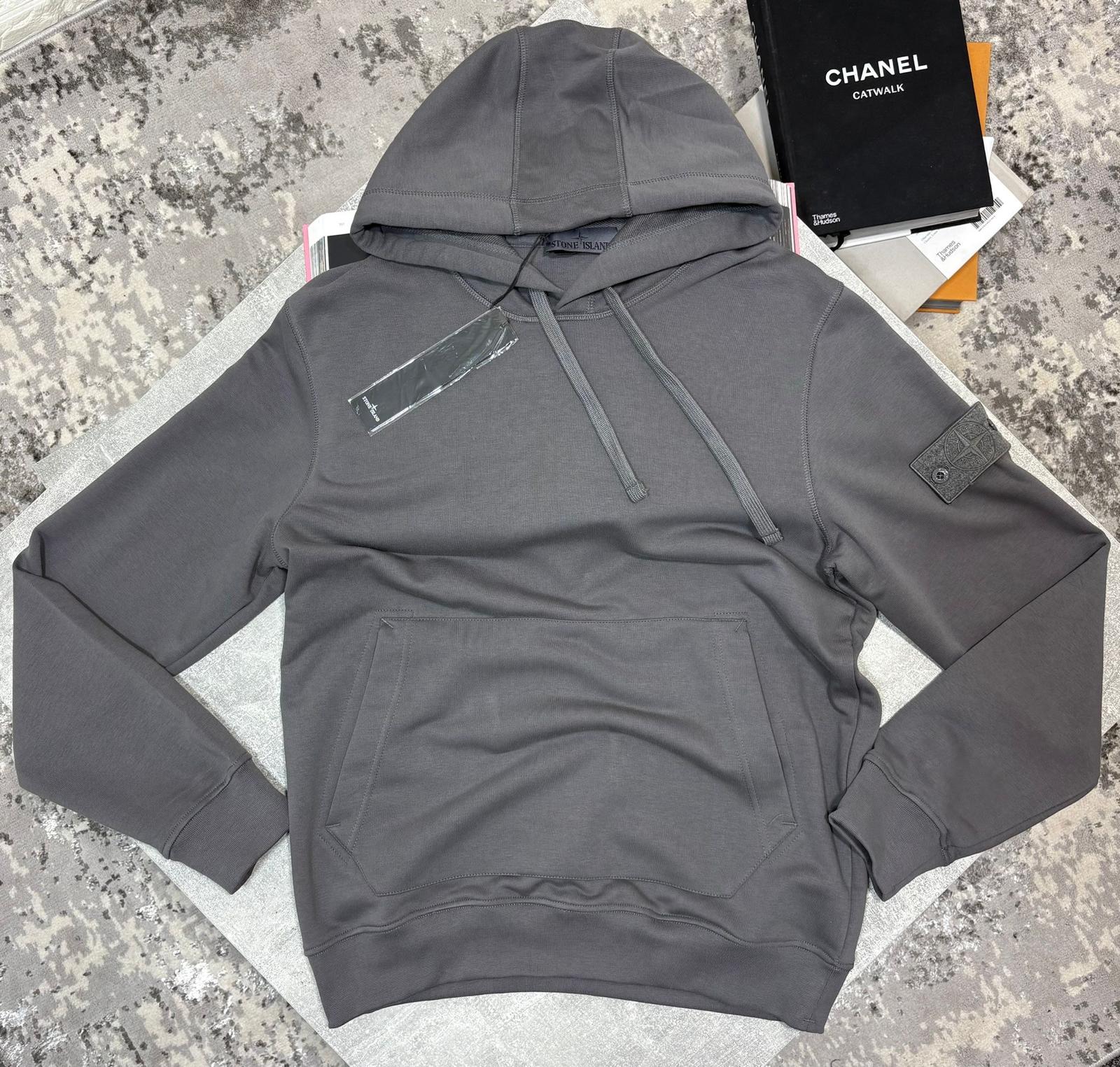 Stone Hoodie Charcoal Ghost Badge