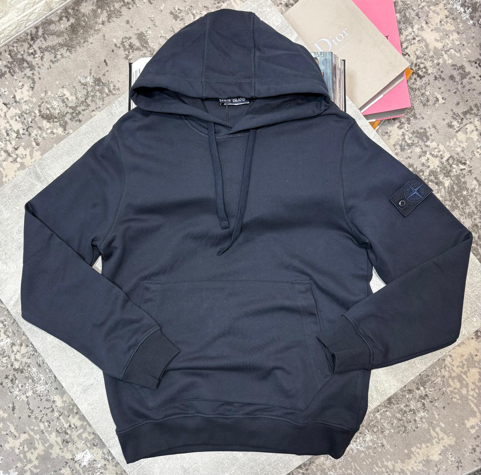 Stone Hoodie Navy Ghost Badge