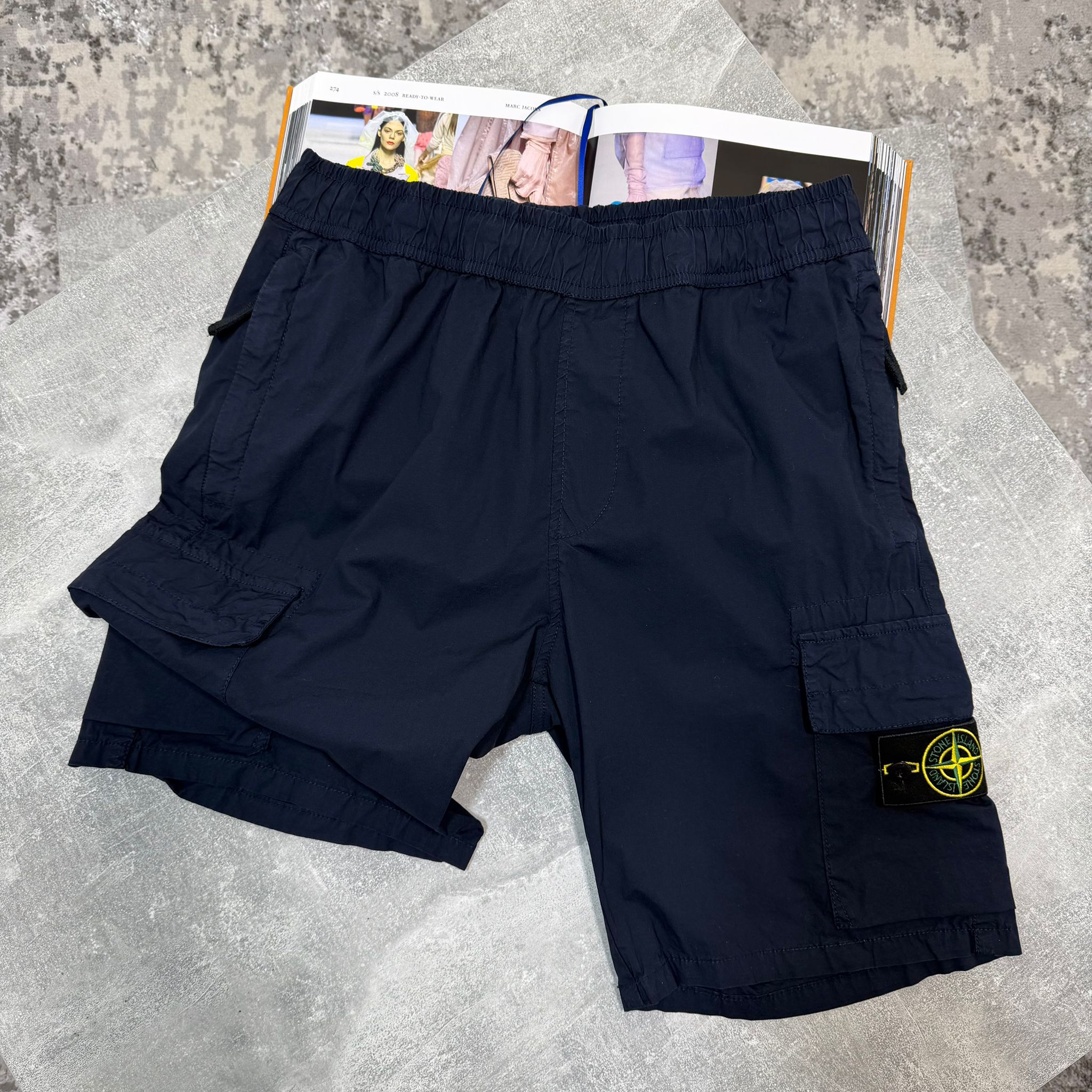 Stone cargo shorts Navy - Image 2