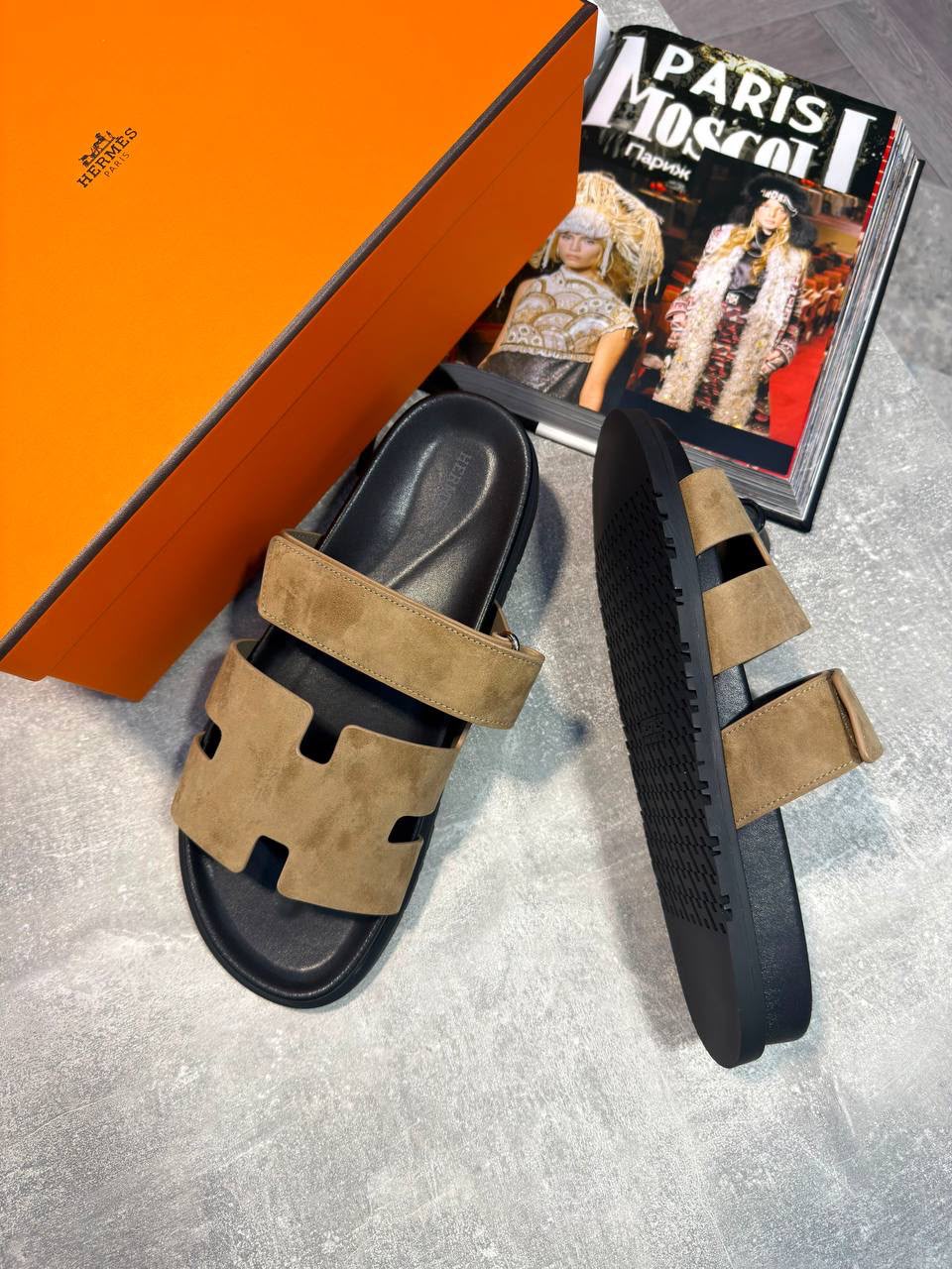 Hermes Sliders Tan - Image 3
